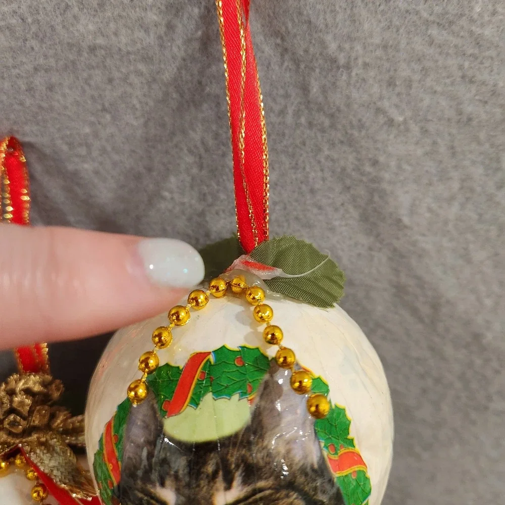 Set of 7 Handmade Cat Christmas Ornaments 3